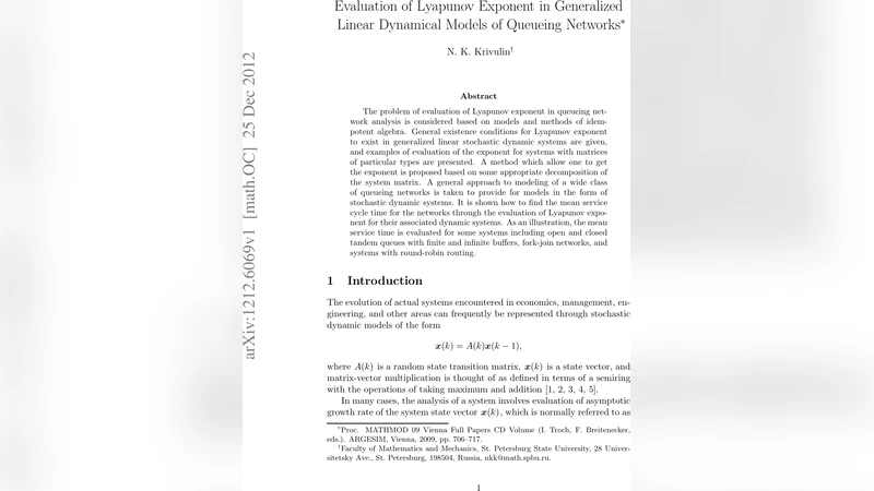 Evaluation of Lyapunov exponent in generalized linear dynamical models   of queueing networks