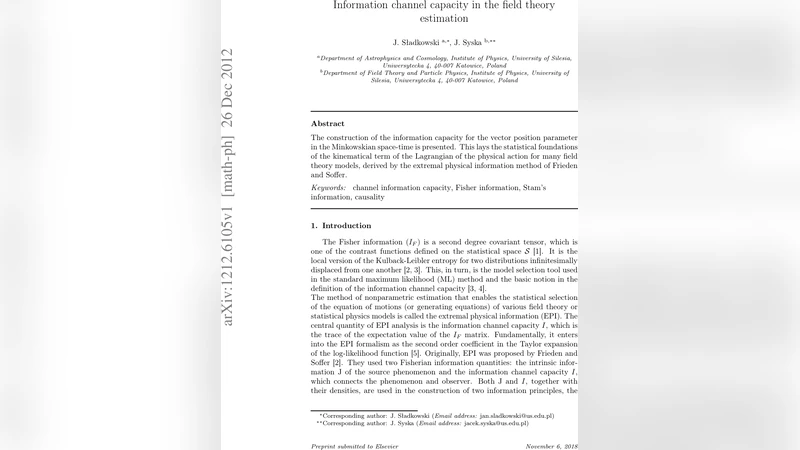 Information channel capacity in the field theory estimation