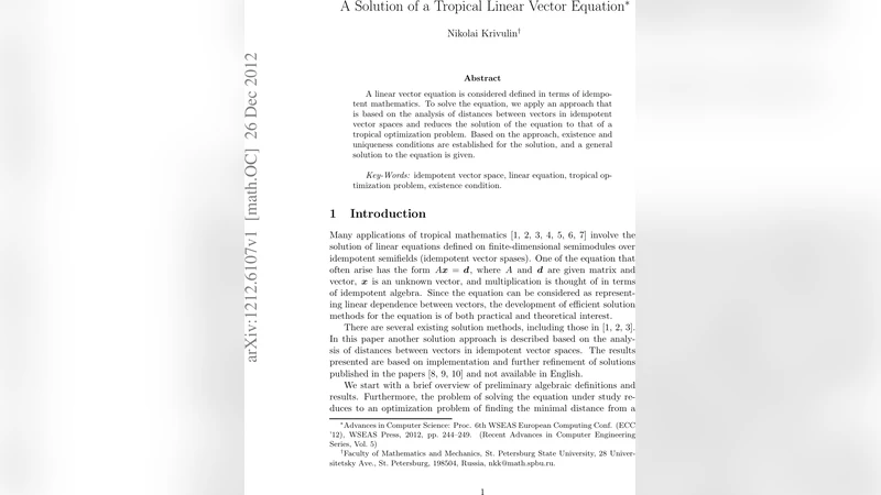 A solution of a tropical linear vector equation