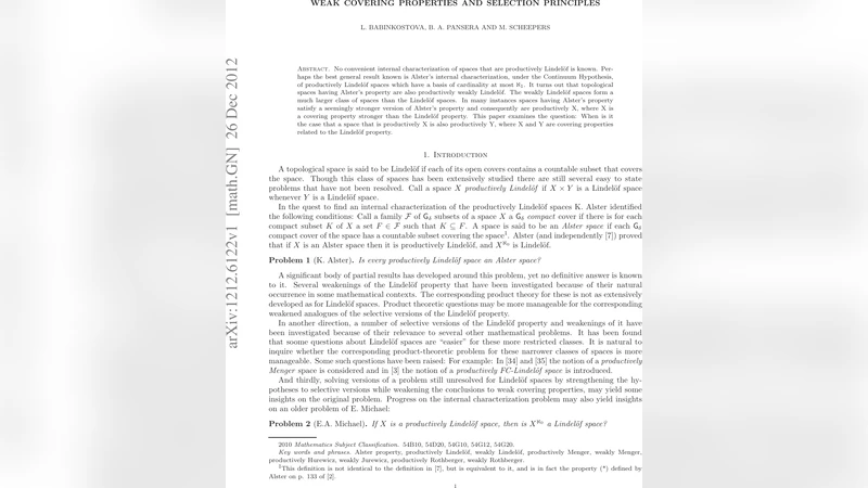 Weak covering properties and selection principles