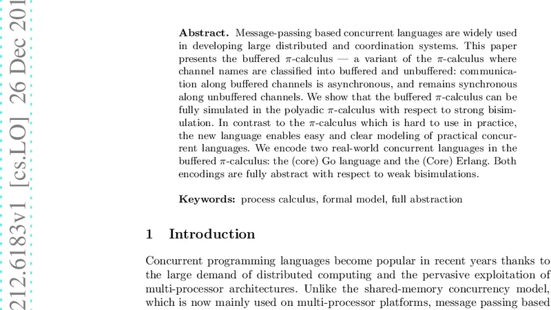 The Buffered pi-Calculus: A Model for Concurrent Languages