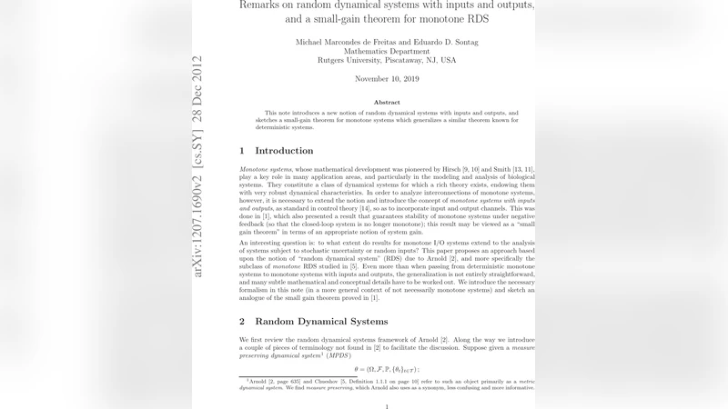 Remarks on random dynamical systems with inputs and outputs and a   small-gain theorem for monotone RDS