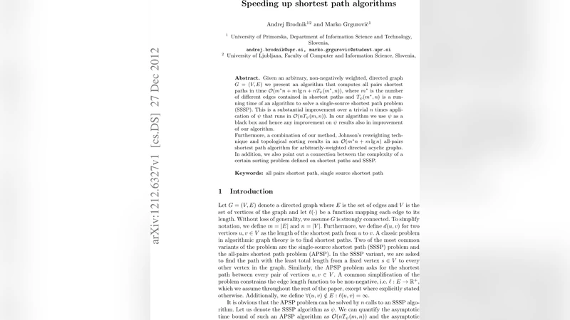 Speeding up shortest path algorithms