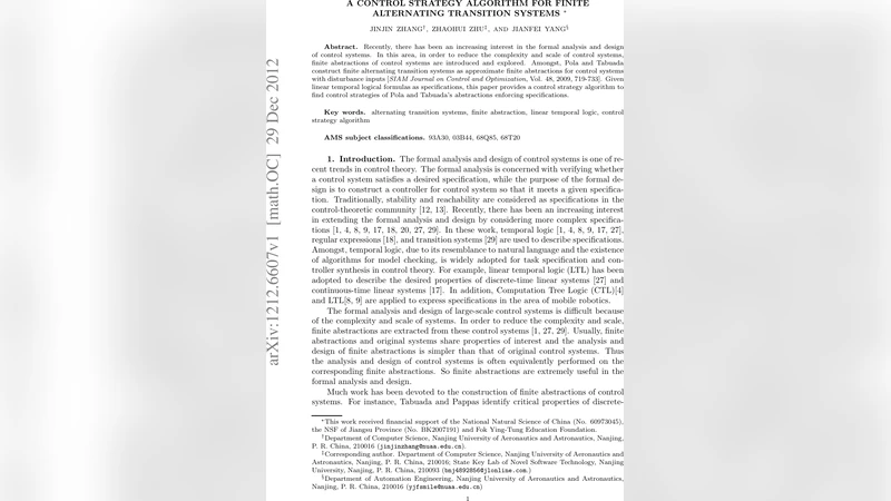 A control strategy algorithm for finite alternating transition systems