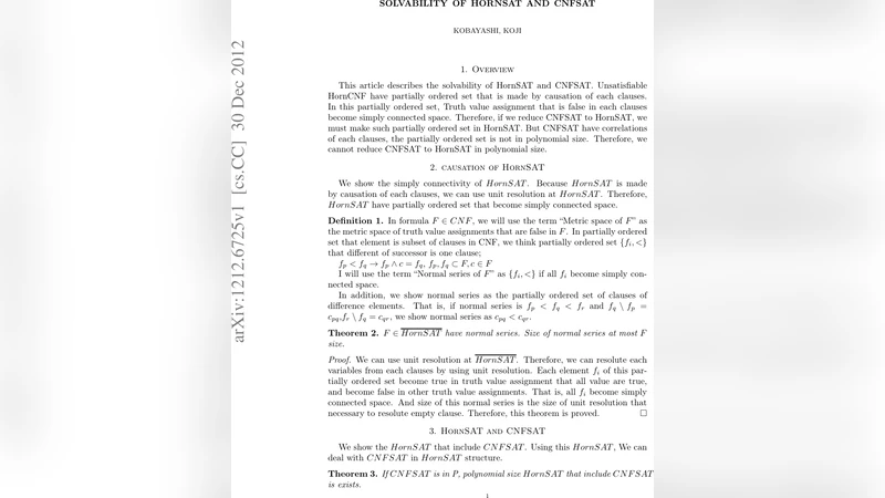 Solvability of HornSAT and CNFSAT