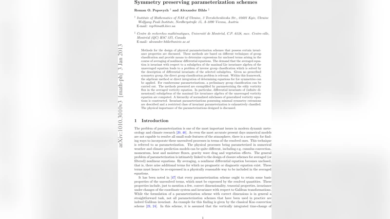 Symmetry preserving parameterization schemes