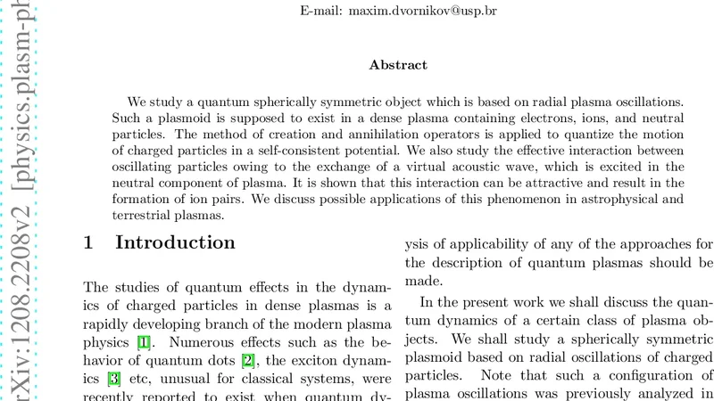 Pairing of charged particles in a quantum plasmoid