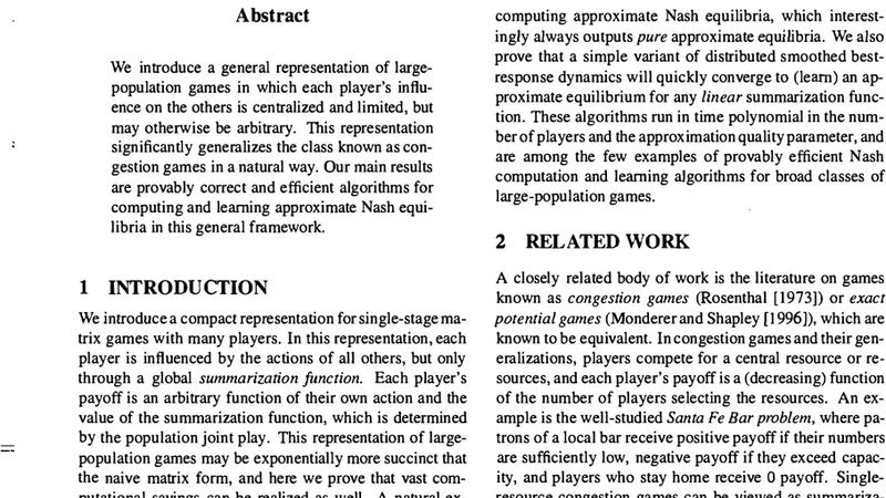 Efficient Nash Computation in Large Population Games with Bounded   Influence