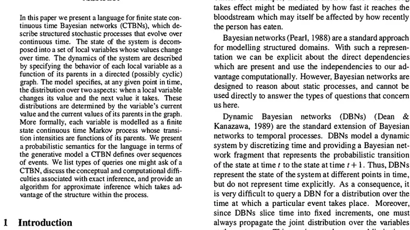 Continuous Time Bayesian Networks
