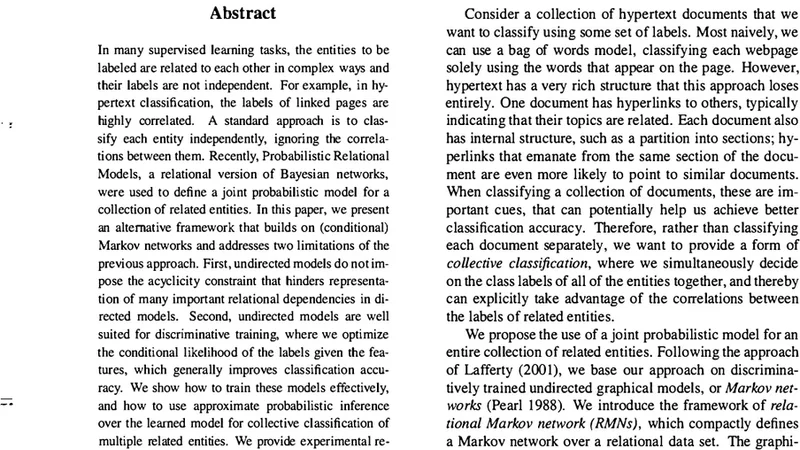 Discriminative Probabilistic Models for Relational Data