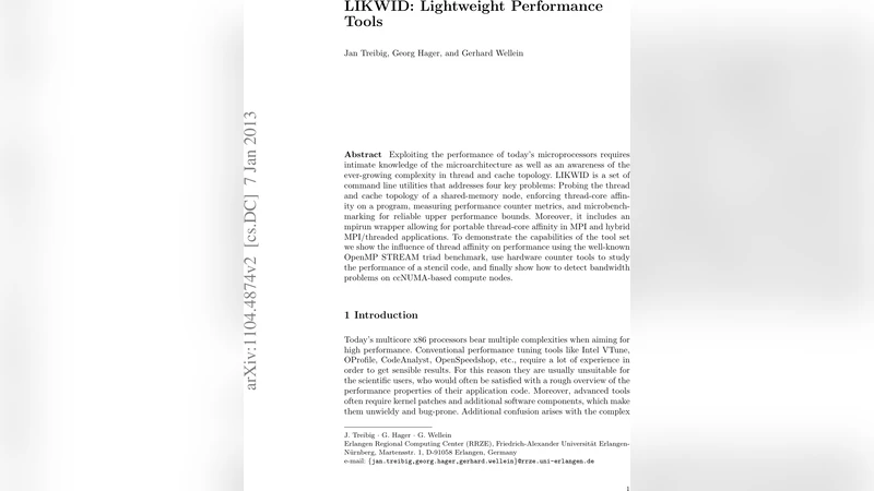 LIKWID: Lightweight Performance Tools