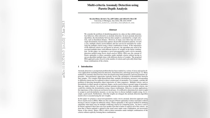 Multi-criteria Anomaly Detection using Pareto Depth Analysis