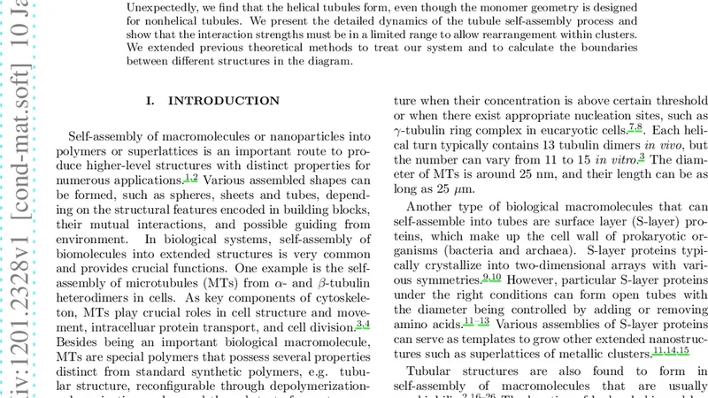 Self-assembly of artificial microtubules