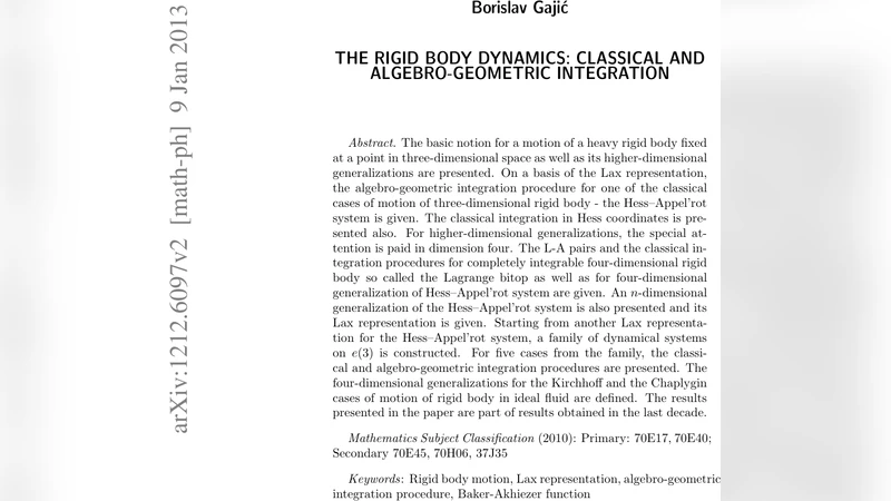 The rigid body dynamics: classical and algebro-geometric integration