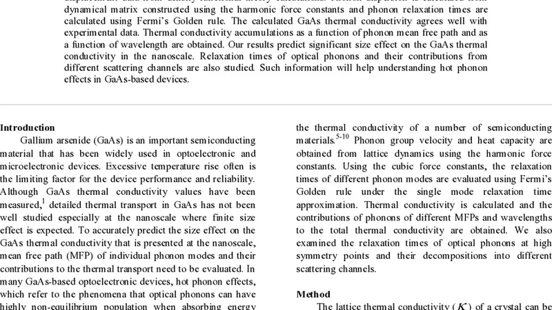 Gallium Arsenide Thermal Conductivity and Optical Phonon Relaxation   Times from First-Principles Calculations