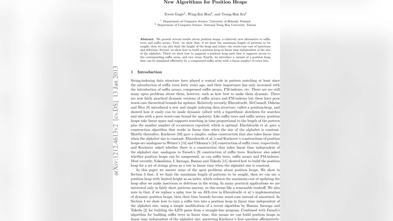 New Algorithms for Position Heaps