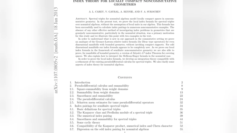 Index theory for locally compact noncommutative geometries