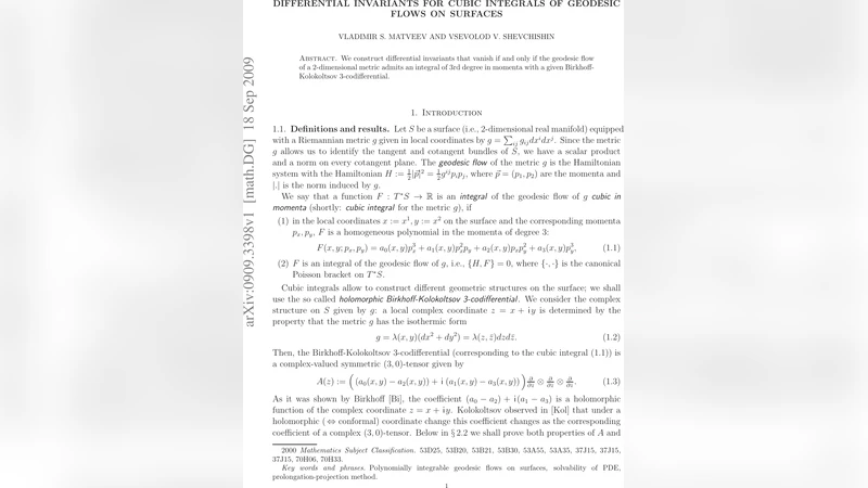 Differential invariants for cubic integrals of geodesic flows on   surfaces