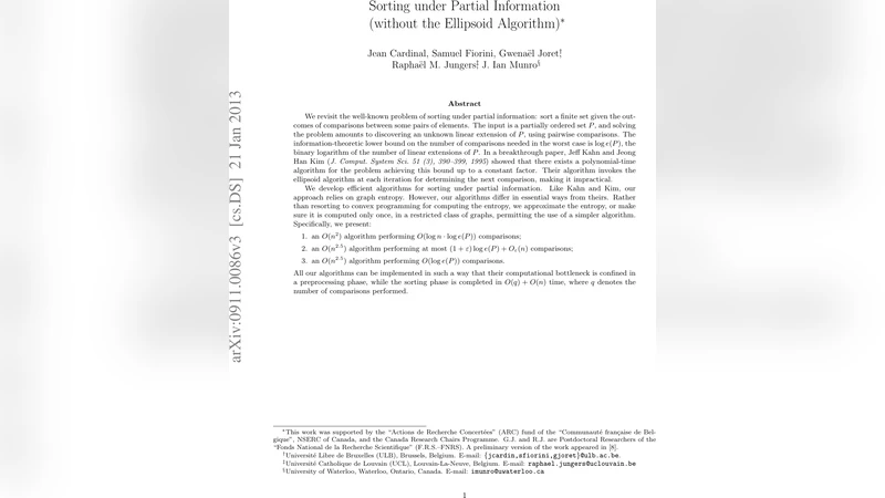Sorting under Partial Information (without the Ellipsoid Algorithm)
