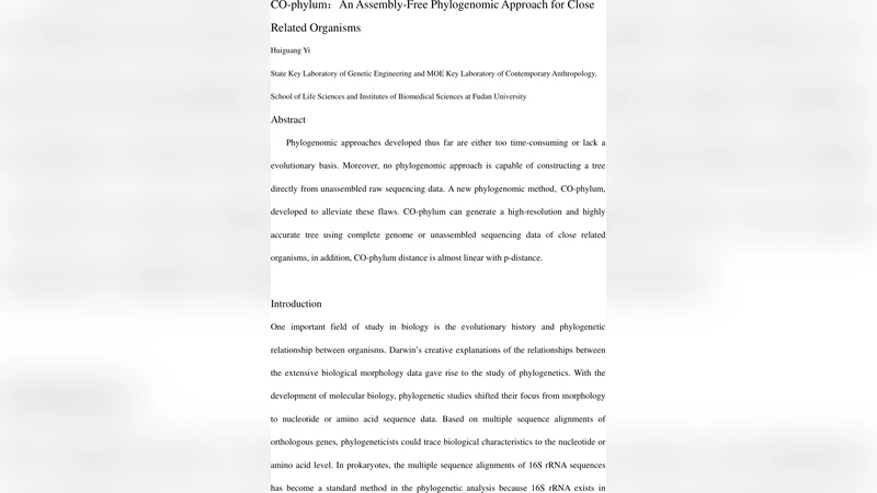 CO-phylum: An Assembly-Free Phylogenomic Approach for Close Related   Organisms