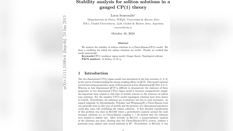 Stability analysis for soliton solutions in a gauged CP(1) theory