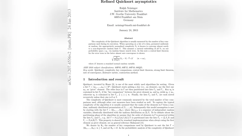 Refined Quicksort asymptotics