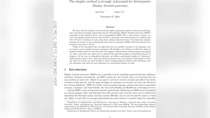 The simplex method is strongly polynomial for deterministic Markov   decision processes