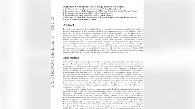 Significant communities in large sparse networks