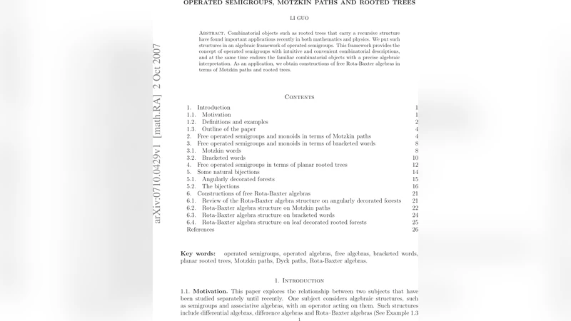 Operated semigroups, Motzkin paths and rooted trees