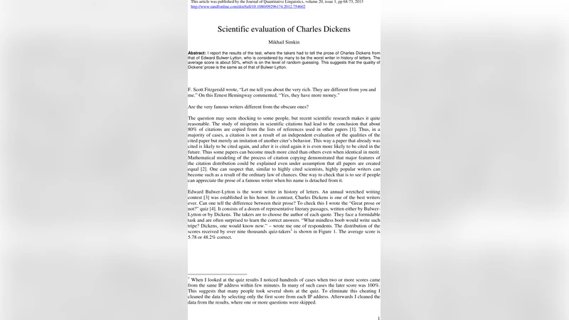 Scientific evaluation of Charles Dickens