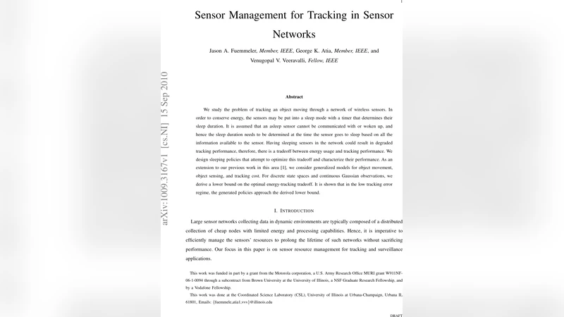 Sensor Management for Tracking in Sensor Networks