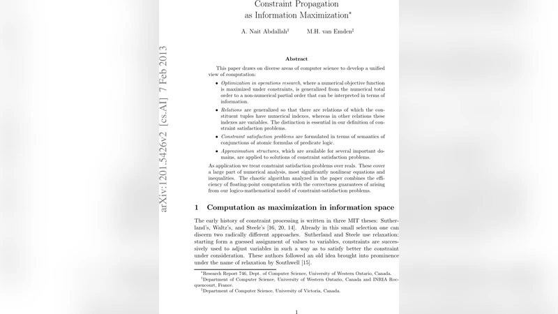 Constraint Propagation as Information Maximization