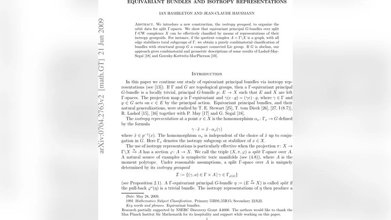 Equivariant Bundles and Isotropy Representations