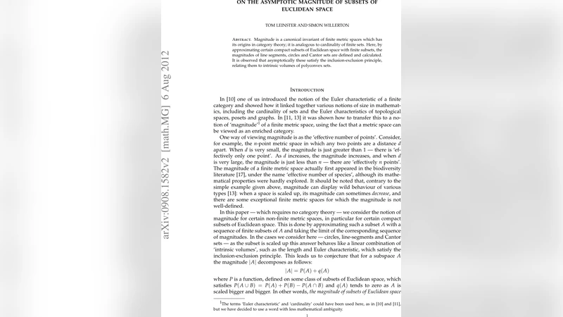 On the asymptotic magnitude of subsets of Euclidean space