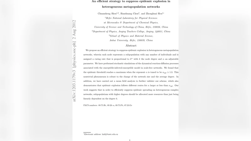 An efficient strategy to suppress epidemic explosion in heterogeneous   metapopulation networks