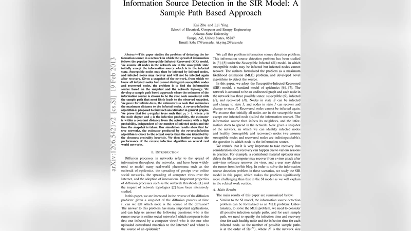 Information Source Detection in the SIR Model: A Sample Path Based   Approach