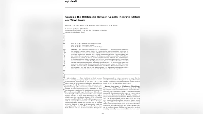 Unveiling the relationship between complex networks metrics and word   senses