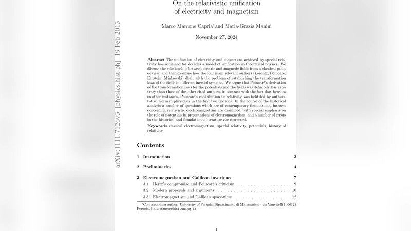 On the relativistic unification of electricity and magnetism