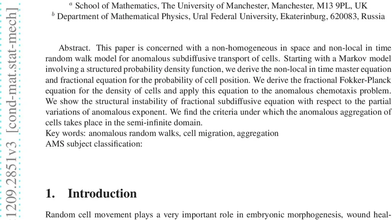 Non-homogeneous random walks, subdiffusive migration of cells and   anomalous chemotaxis