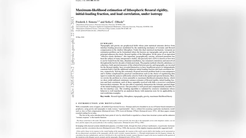 Maximum-likelihood estimation of lithospheric flexural rigidity,   initial-loading fraction, and load correlation, under isotropy