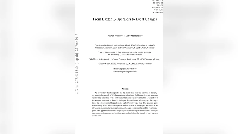 From Baxter Q-Operators to Local Charges