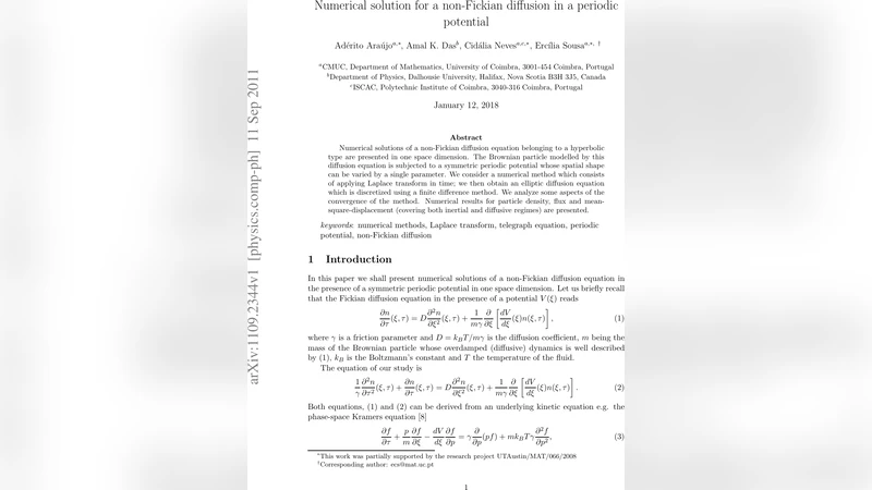 Numerical solution for a non-Fickian diffusion in a periodic potential