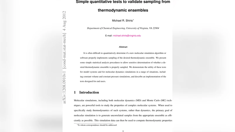 Simple quantitative tests to validate sampling from thermodynamic   ensembles