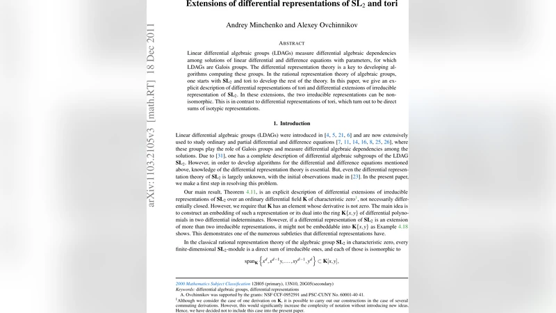 Extensions of differential representations of SL(2) and tori