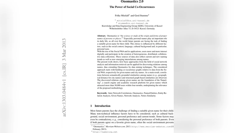 Onomastics 2.0 - The Power of Social Co-Occurrences
