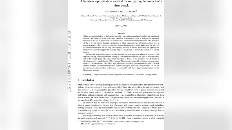 A heuristic optimization method for mitigating the impact of a virus   attack