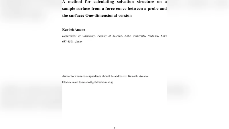 A method for calculating solvation structure on a sample surface from a   force curve between a probe and the sample: One-dimensional version