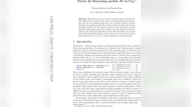 Tactics for Reasoning modulo AC in Coq