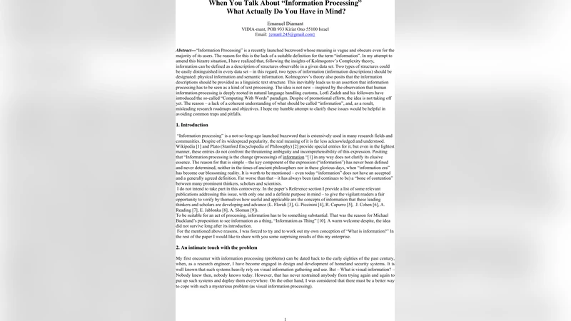 When you talk about "Information processing" what actually do you have   in mind?