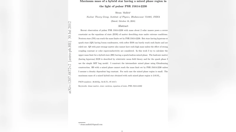 Maximum mass of a hybrid star having a mixed phase region in the light   of pulsar PSR J1614-2230